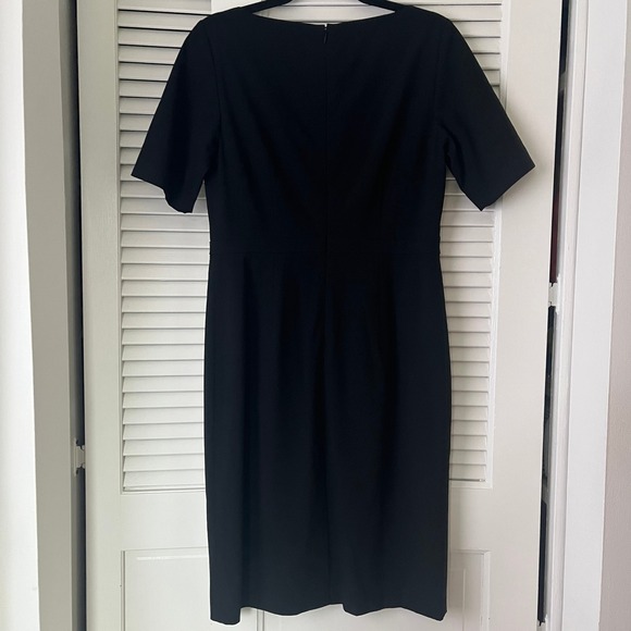 Ann Taylor Black Boatneck Sheath Dress Sz 4 Half Sleeves - Picture 2 of 8